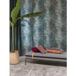   Khroma Wild vlies anyagú türkiz, kék, terrakotta színű geometriai modern tapéta