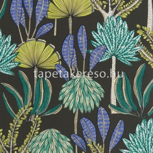 Caselio Wild vlies anyagú szürke, kék, zöld, türkiz, beige színű növényes modern, natural tapéta