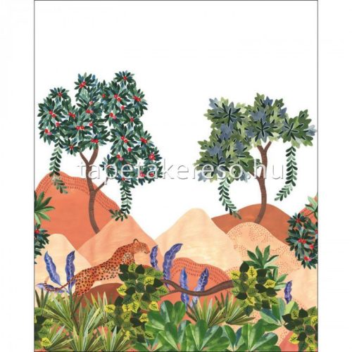 Caselio Wild vlies anyagú terrakotta, zöld, lila, szürke, fekete, fehér színű fás, állatos modern, natural poszter