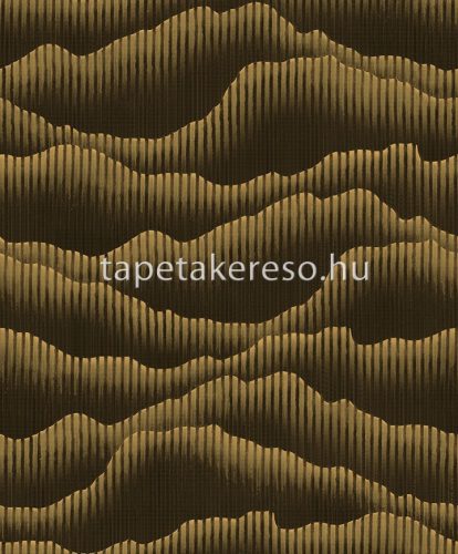 Prestige Wall For II vlies anyagú fekete, arany, fémes színű hullámos, vonalas modern tapéta