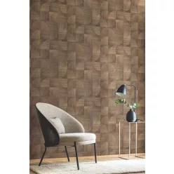   Caselio Woodline, vinyl, vlies anyagú, barna színű, geometriai, famintás, Modern tapéta