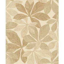   Caselio Woodline, vinyl, vlies anyagú, beige, barna színű, leveles, Modern tapéta