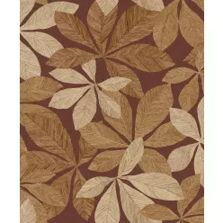   Caselio Woodline, vinyl, vlies anyagú, barna színű, leveles, Modern tapéta