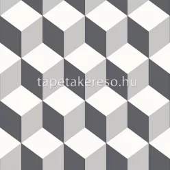   Caselio Young & Free vlies, vinyl anyagú fehér, szürke színű 3d, geometriai ifjúsági tapéta