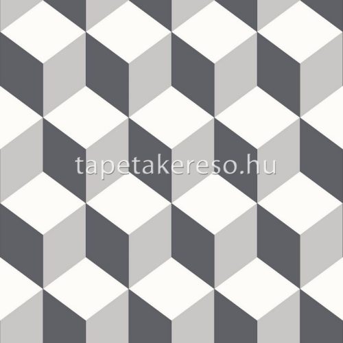 Caselio Young & Free vlies, vinyl anyagú fehér, szürke színű 3d, geometriai ifjúsági tapéta