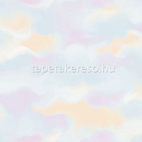 Caselio Young & Free vlies, vinyl anyagú kék, rózsaszín, barack színű felhős ifjúsági tapéta