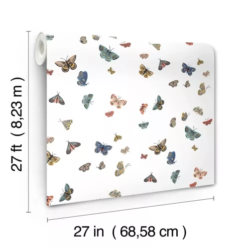 York RIFLE PAPER 3 vlies anyagú, fehér, kék, rózsaszín, barna, fekete színű, pillangós, Modern tapéta
