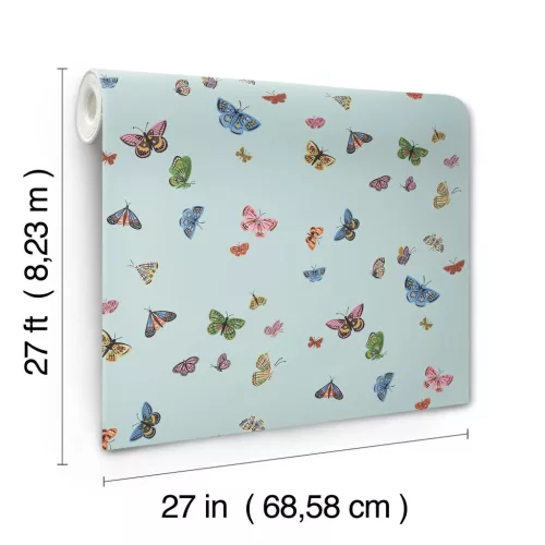York RIFLE PAPER 3 vlies anyagú, kék, zöld, rózsaszín, fekete színű, pillangós, Modern tapéta