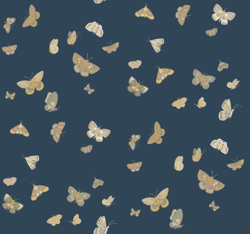 York RIFLE PAPER 3 vlies anyagú, kék, arany, fehér, szürke, sötét színű, pillangós, Modern tapéta