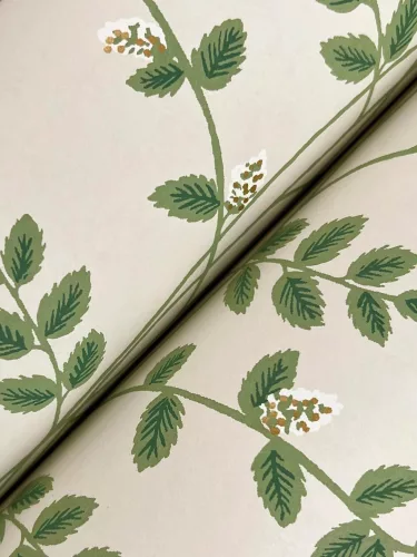 York RIFLE PAPER 3 vlies anyagú, beige, zöld színű, leveles, Modern tapéta