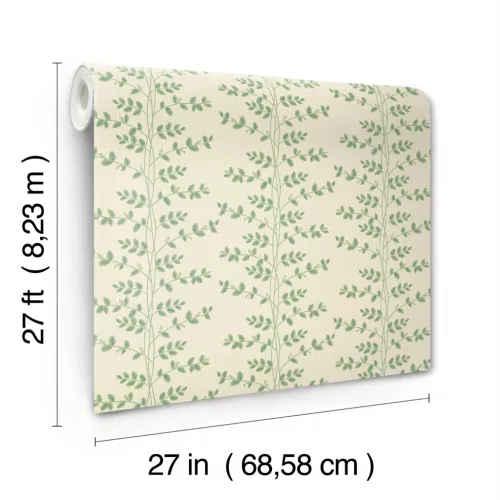 York RIFLE PAPER 3 vlies anyagú, beige, zöld színű, leveles, Modern tapéta