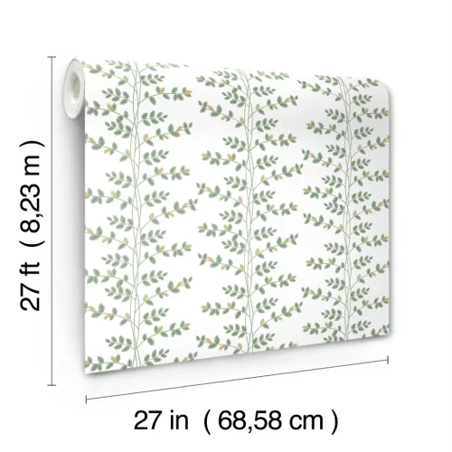 York RIFLE PAPER 3 vlies anyagú, fehér, zöld, arany színű, leveles, Modern tapéta