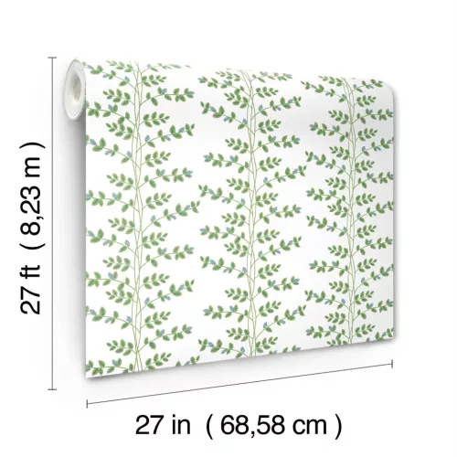 York RIFLE PAPER 3 vlies anyagú, fehér, zöld, kék színű, leveles, Modern tapéta
