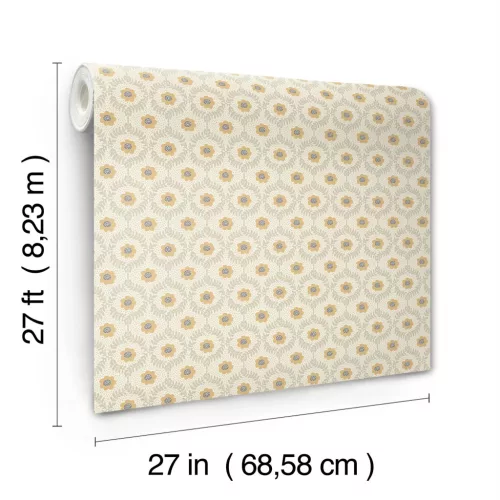 York RIFLE PAPER 3 vlies anyagú, beige, szürke, arany színű, virágos, Modern tapéta