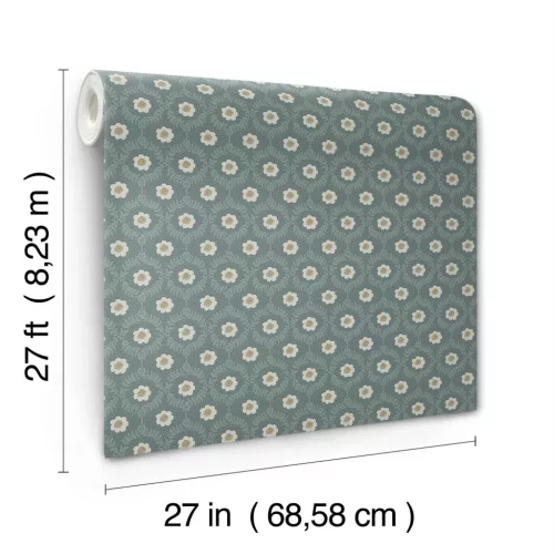 York RIFLE PAPER 3 vlies anyagú, türkiz, beige, arany  színű, virágos, Modern tapéta