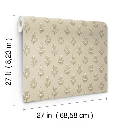 York RIFLE PAPER 3 vlies anyagú, barna, beige színű, virágos, Modern tapéta