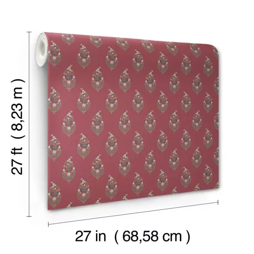York RIFLE PAPER 3 vlies anyagú, bordó, zöld, kék színű, virágos, Modern tapéta