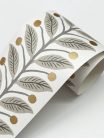 York RIFLE PAPER 3 vlies anyagú, beige, fehér, arany színű, leveles, Modern bordűr