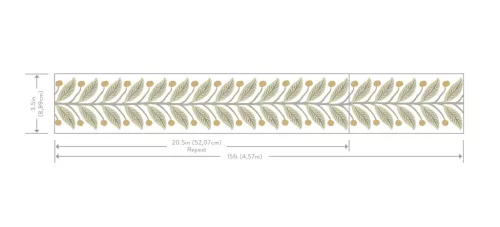 York RIFLE PAPER 3 vlies anyagú, beige, fehér, arany színű, leveles, Modern bordűr