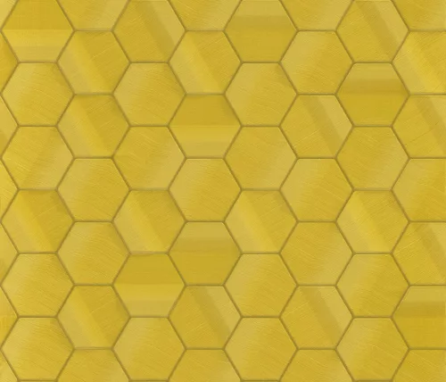 Zambaiti Parati Lamborghini 3 vlies, vinyl anyagú sárga színű sejtminta, geometriai modern tapéta