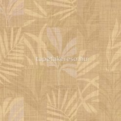   Zambaiti Parati Trussardi Casa 7 vlies, vinyl anyagú barna, sárga színű kockás, leveles, szövethatású modern tapéta