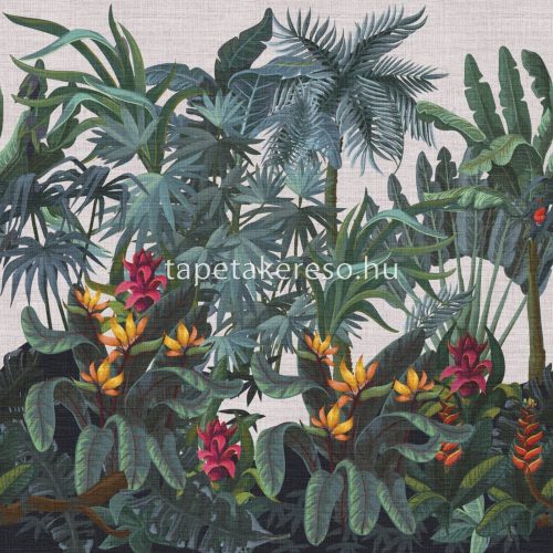 Zambaiti Parati Trussardi Casa 7 vlies, vinyl anyagú szürke, zöld, narancssárga, sárga, piros színű növényes, leveles, fás modern poszter