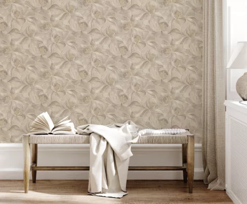 Zambaiti Parati Casa Chic vlies, vinyl anyagú, homok, arany színű, virágos, absztrakt, Modern tapéta