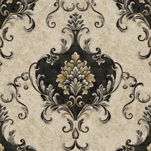 Zambaiti Parati Casa Chic vlies, vinyl anyagú, beige, barna, fekete, csillámos színű, barokk, Modern tapéta