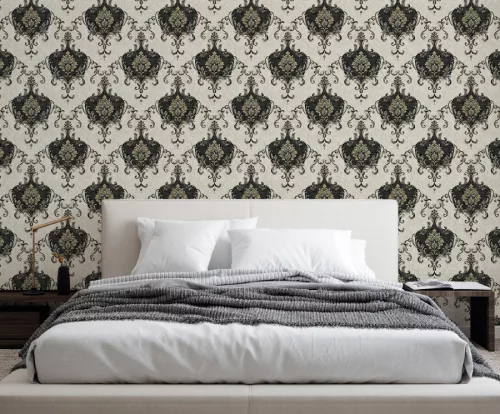 Zambaiti Parati Casa Chic vlies, vinyl anyagú, beige, barna, fekete, csillámos színű, barokk, Modern tapéta