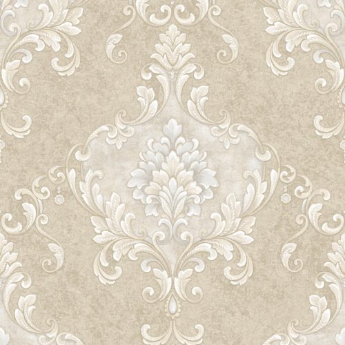Zambaiti Parati Casa Chic vlies, vinyl anyagú, homok, fehér, csillámos színű, barokk, Modern tapéta