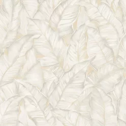   Zambaiti Parati Trussardi Casa 8 vlies, vinyl anyagú, fehér, szürke, arany színű, leveles, struktúrált, Modern tapéta