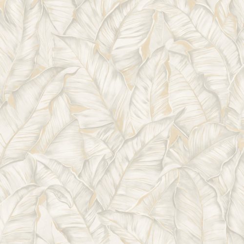 Zambaiti Parati Trussardi Casa 8 vlies, vinyl anyagú, fehér, szürke, arany színű, leveles, struktúrált, Modern tapéta