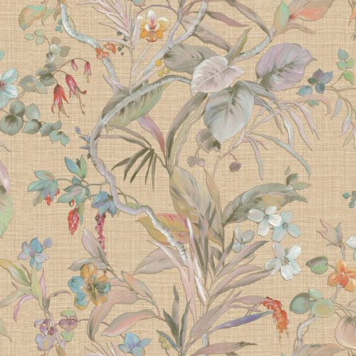 Zambaiti Parati Trussardi Casa 8 vlies, vinyl anyagú, beige, kék, terrakotta, szürke, mályva színű, indamintás, leveles, virágos, Modern tapéta