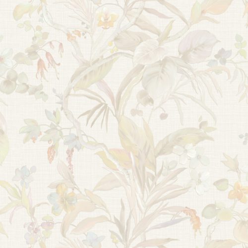 Zambaiti Parati Trussardi Casa 8 vlies, vinyl anyagú, fehér, zöld, sárga, lila, kék színű, indamintás, leveles, virágos, Modern tapéta