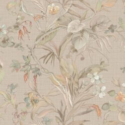   Zambaiti Parati Trussardi Casa 8 vlies, vinyl anyagú, beige, mályva, zöld, narancssárga színű, indamintás, leveles, virágos, Modern tapéta