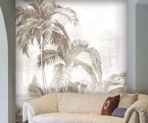Zambaiti Parati Trussardi Casa 8 vlies, vinyl anyagú, fehér, barna színű, fás, növényes, Modern poszter