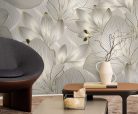 Zambaiti Parati Trussardi Casa 8 vlies, vinyl anyagú, szürke színű, leveles, Modern poszter