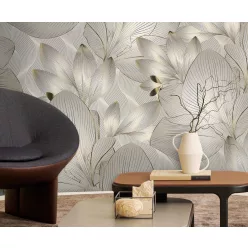   Zambaiti Parati Trussardi Casa 8 vlies, vinyl anyagú, szürke színű, leveles, Modern poszter
