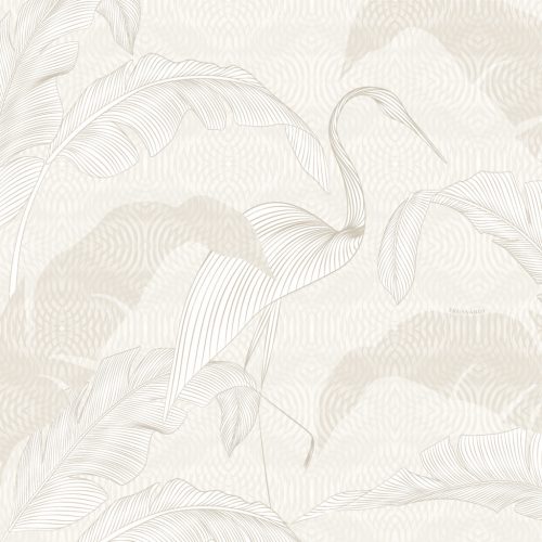 Zambaiti Parati Trussardi Casa 8 vlies, vinyl anyagú, törtfehér színű, madaras, leveles, Modern poszter