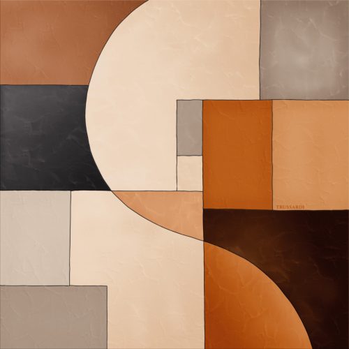 Zambaiti Parati Trussardi Casa 8 vlies, vinyl anyagú, barna, rozsdabarna, beige színű, geometriai, Modern poszter