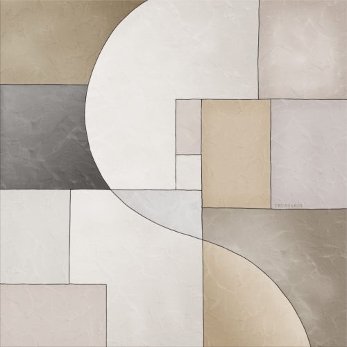 Zambaiti Parati Trussardi Casa 8 vlies, vinyl anyagú, szürke, beige, törtfehér színű, geometriai, Modern poszter