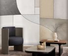 Zambaiti Parati Trussardi Casa 8 vlies, vinyl anyagú, szürke, beige, törtfehér színű, geometriai, Modern poszter