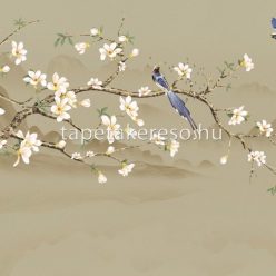   Zambaiti Parati Elie Saab 2 vlies, vinyl anyagú barna, fehér, kék színű ágas, virágos, madaras modern poszter