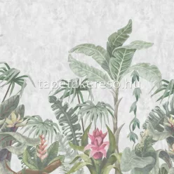  Zambaiti Parati Elie Saab 2 vlies, vinyl anyagú szürke, zöld, rózsaszín színű dzsungel, növényes modern poszter