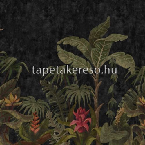 Zambaiti Parati Elie Saab 2 vlies, vinyl anyagú zöld, fekete, rózsaszín színű dzsungel, növényes modern poszter