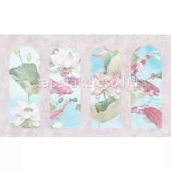   Zambaiti Parati Satin Flowers 2 vlies, vinyl anyagú rózsaszín, zöld, fehér, pink színű halas, virágos klasszikus poszter