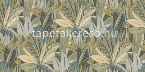 Zambaiti Parati Satin Flowers 2 vlies, vinyl anyagú barna, szürke, kék, sárga színű leveles klasszikus poszter