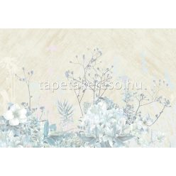   Zambaiti Parati Satin Flowers 2 vlies, vinyl anyagú türkiz, beige, fehér színű növényes, virágos klasszikus poszter
