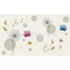   Zambaiti Parati Satin Flowers 2 vlies, vinyl anyagú kék, szürke, piros, okker színű pöttyös, virágos klasszikus poszter
