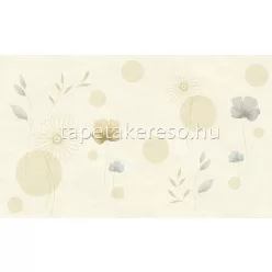   Zambaiti Parati Satin Flowers 2 vlies, vinyl anyagú kék, beige, barna színű pöttyös, virágos klasszikus poszter